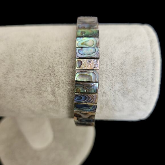 L.A. EXPRESS Quartz Women’s Watch Abalone Inlay Band Silver Tone Vtg Needs Batt - Picture 3 of 5